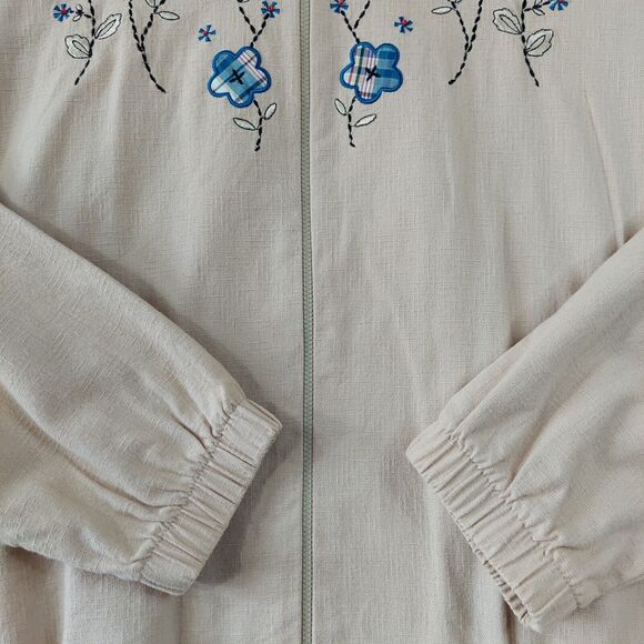 Alfred Dunner Womens Jacket 12 Embroidered Star Zipper Pockets Floral Grandma 80 - Picture 11 of 16